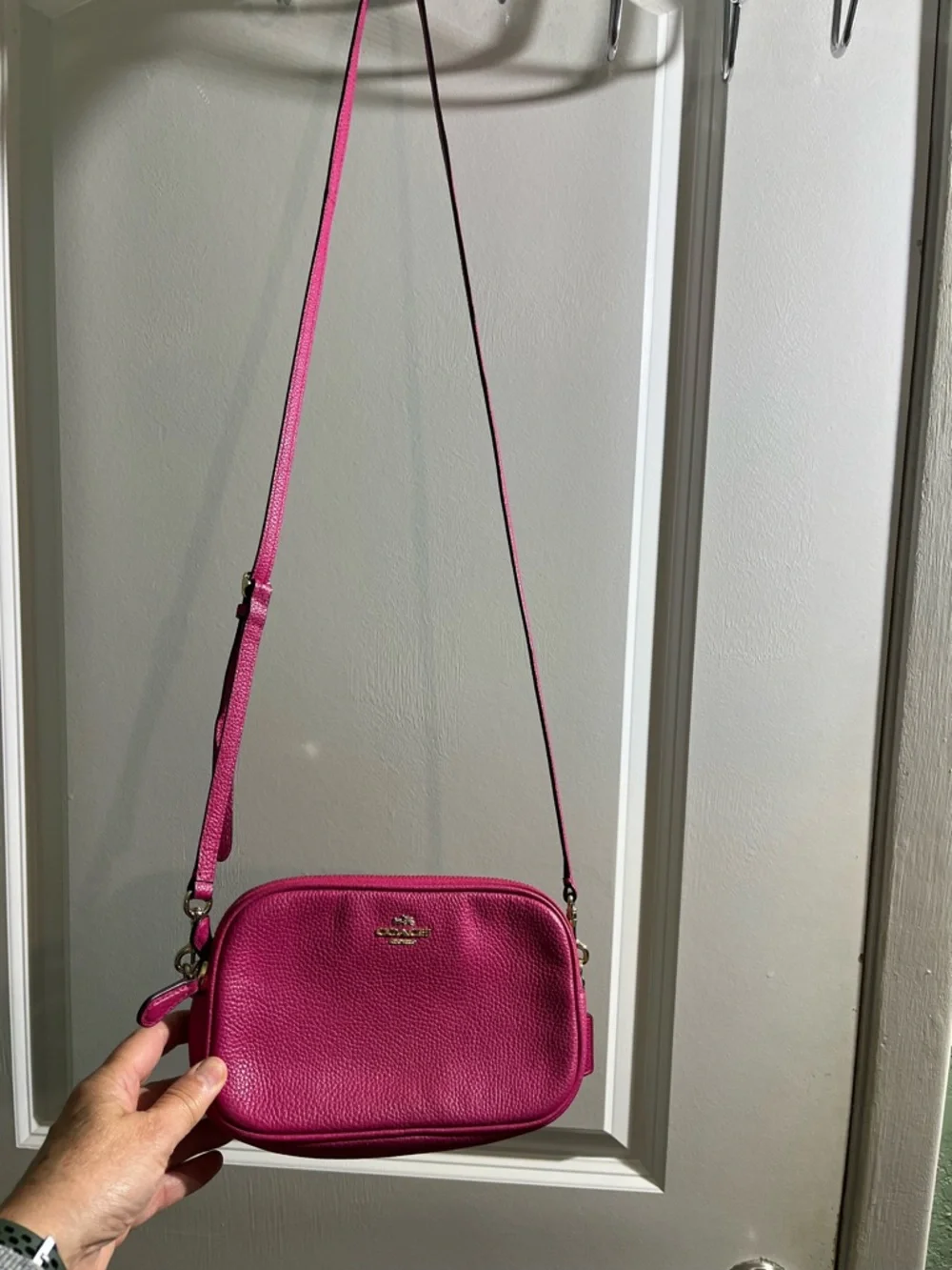 Coach Pebbled Leather Crossbody in Bright Pink - Picture 3 of 10